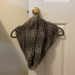 Ann Taylor LOFT Chunky Knit and Faux Fur Infinity Scarf Brown and Cream